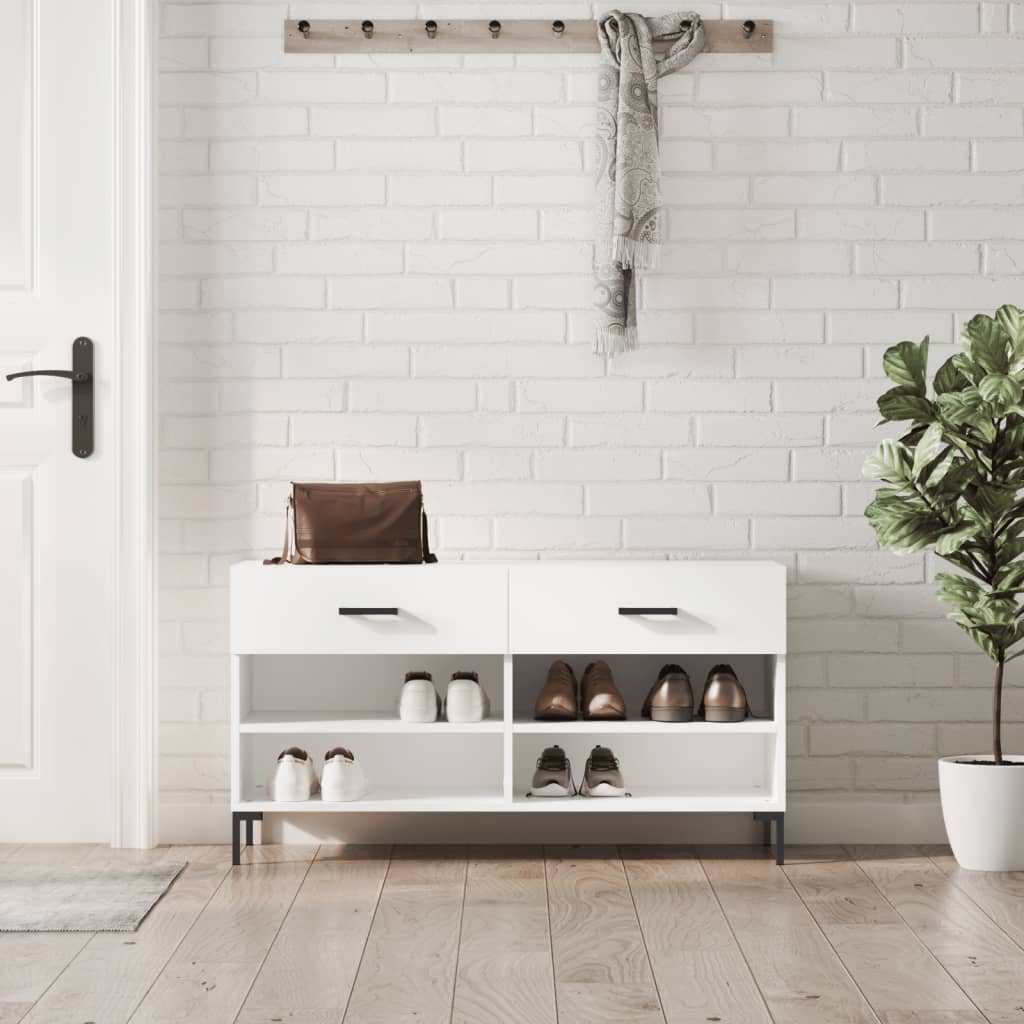 Klupa za cipele bijela 102 x 35 x 55 cm od konstruiranog drva