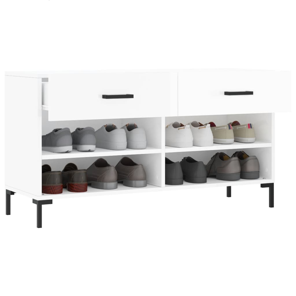 Klupa za cipele sjajna bijela 102x35x55 cm konstruirano drvo