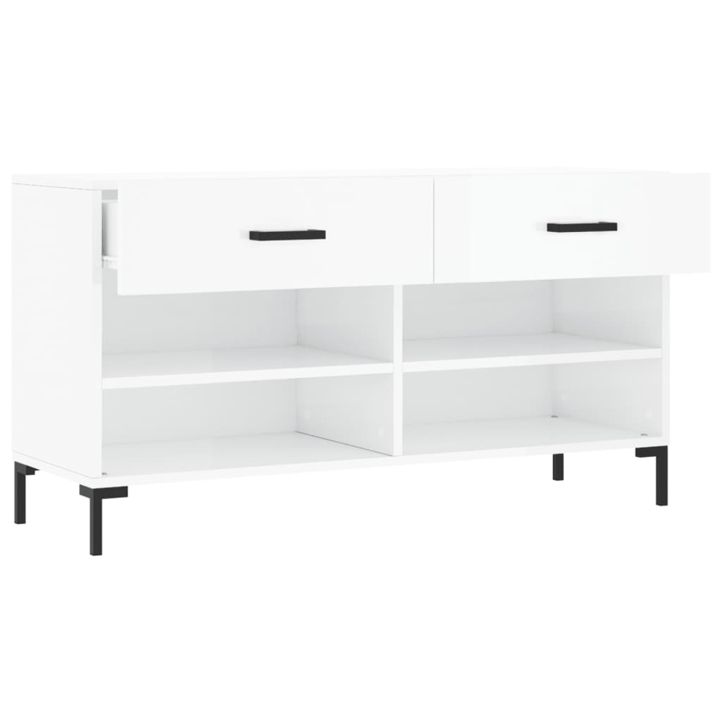 Klupa za cipele sjajna bijela 102x35x55 cm konstruirano drvo