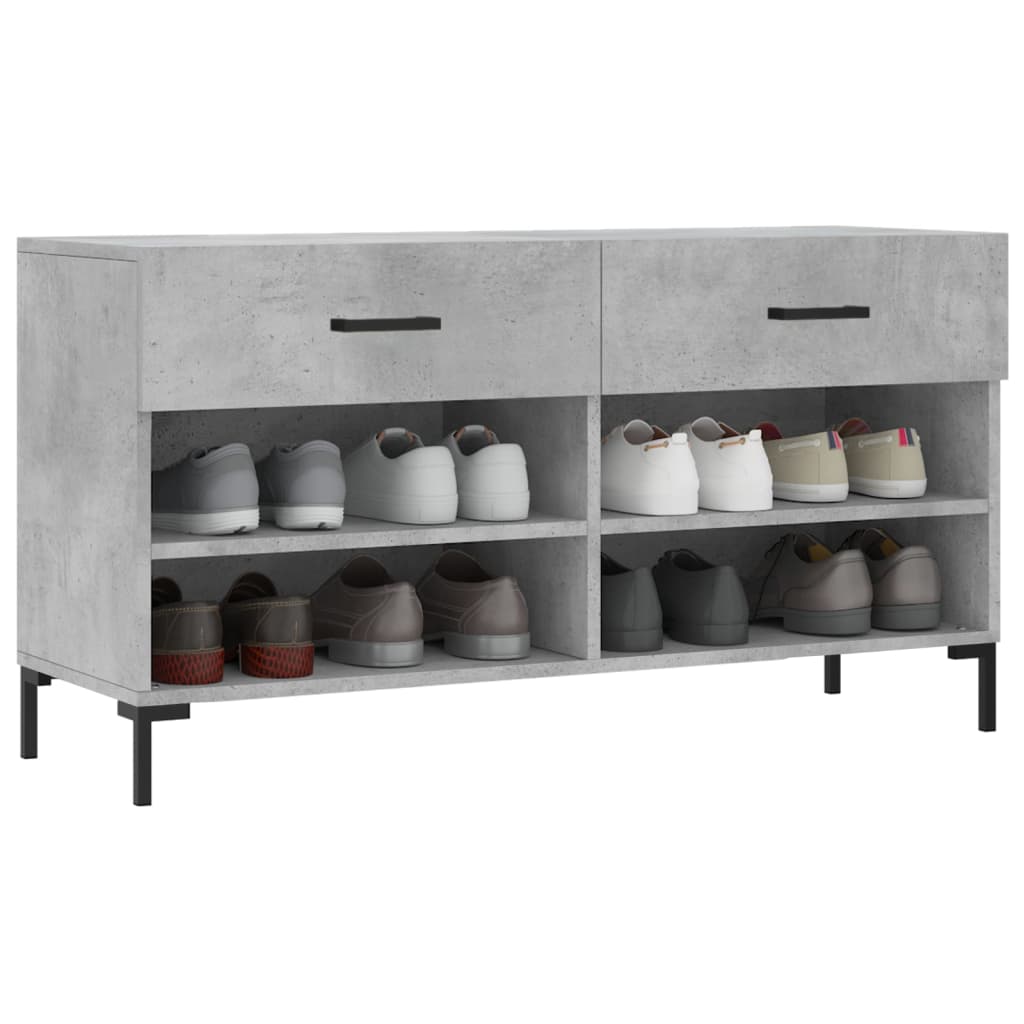 Klupa za cipele siva boja betona 102x35x55 cm konstruirano drvo