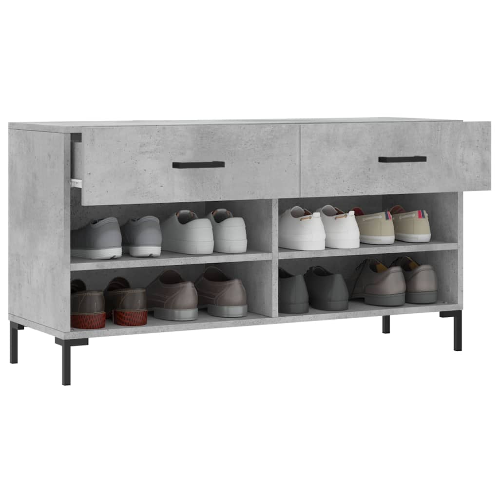 Klupa za cipele siva boja betona 102x35x55 cm konstruirano drvo