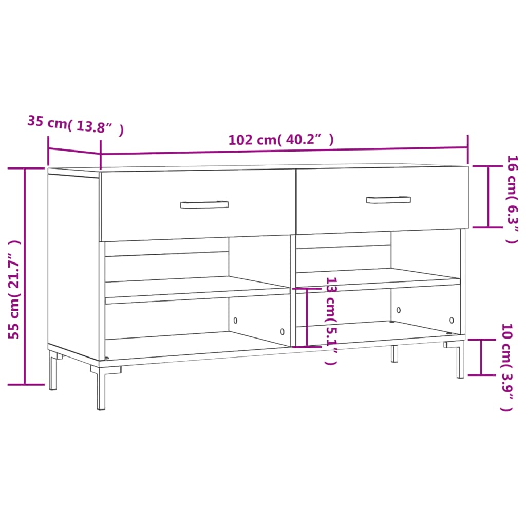 Klupa za cipele smeđa boja hrasta 102x35x55cm konstruirano drvo