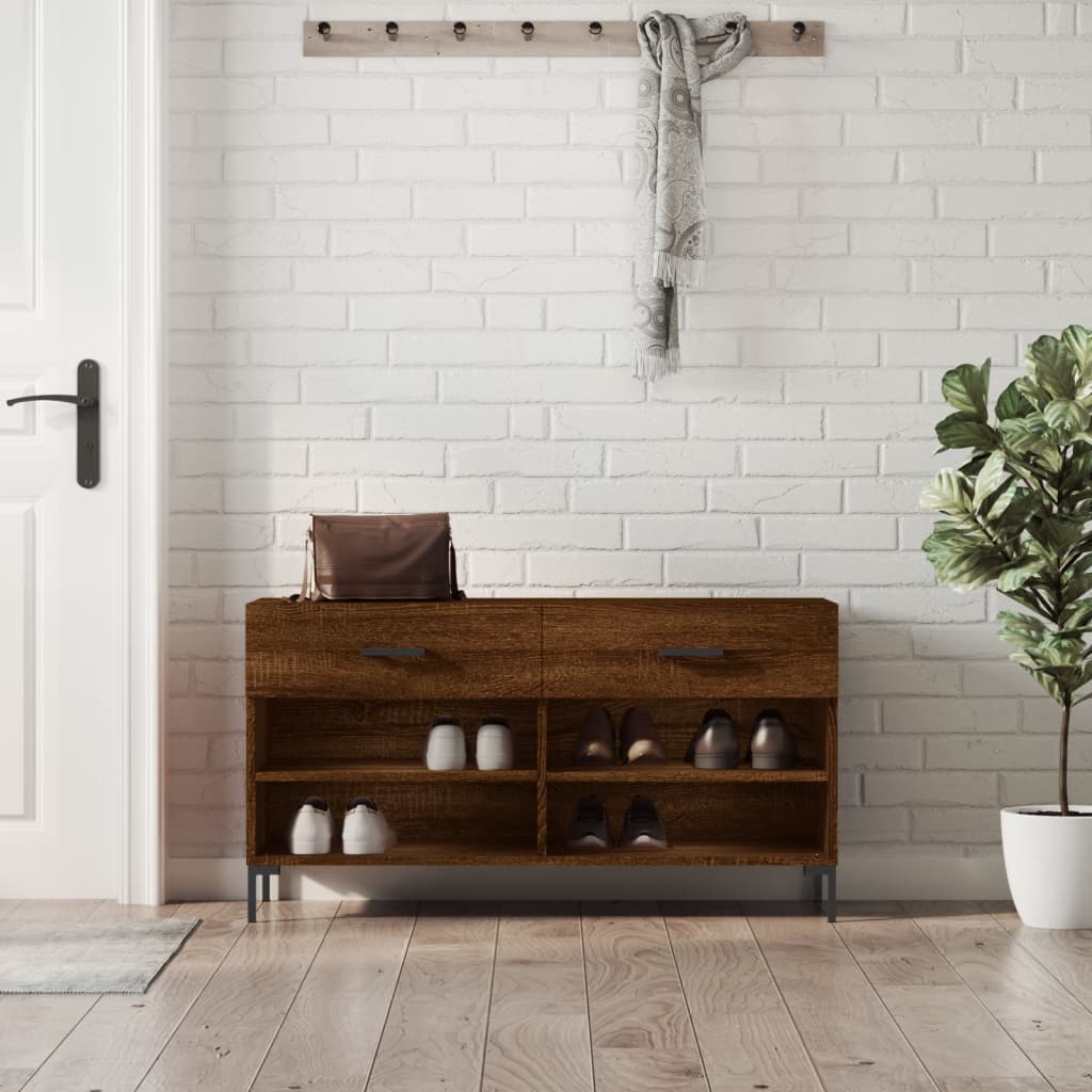 Klupa za cipele smeđa boja hrasta 102x35x55cm konstruirano drvo