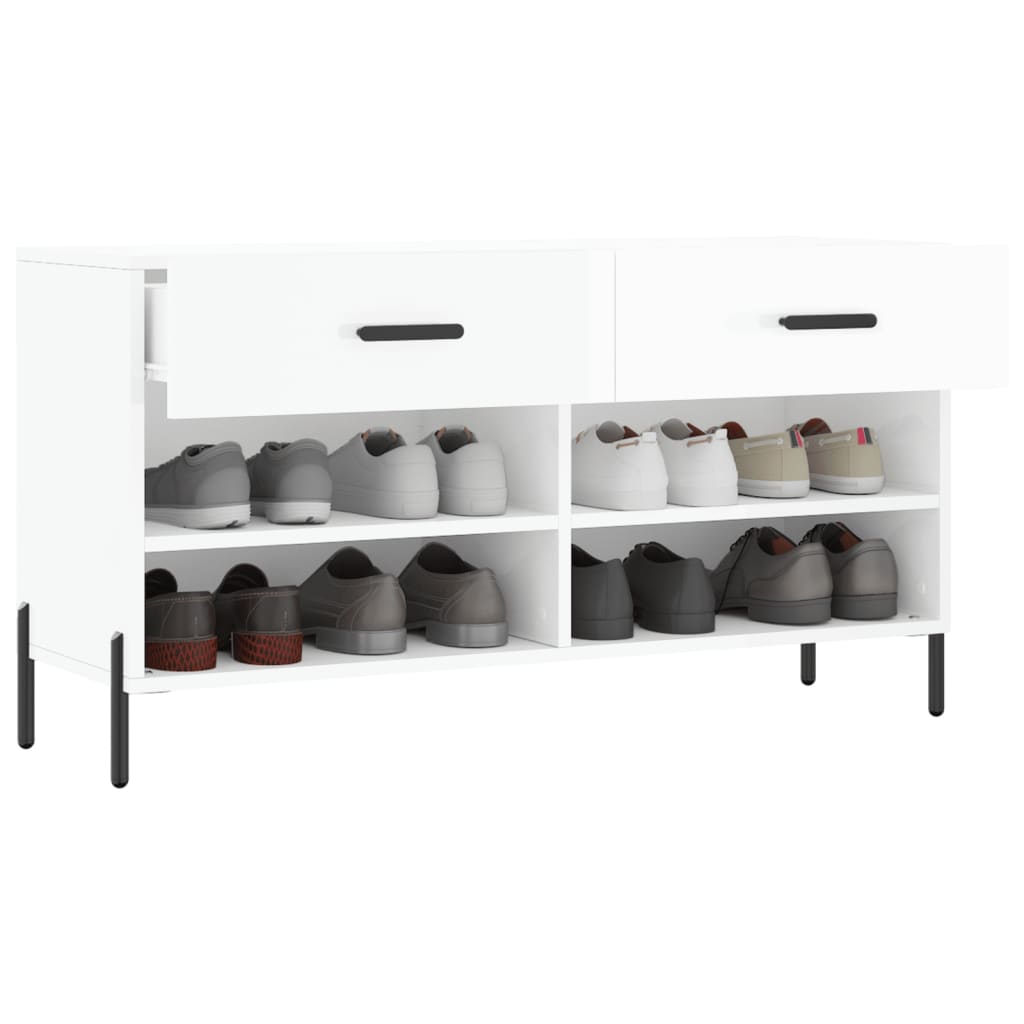 Klupa za cipele sjajna bijela 102x35x55 cm konstruirano drvo