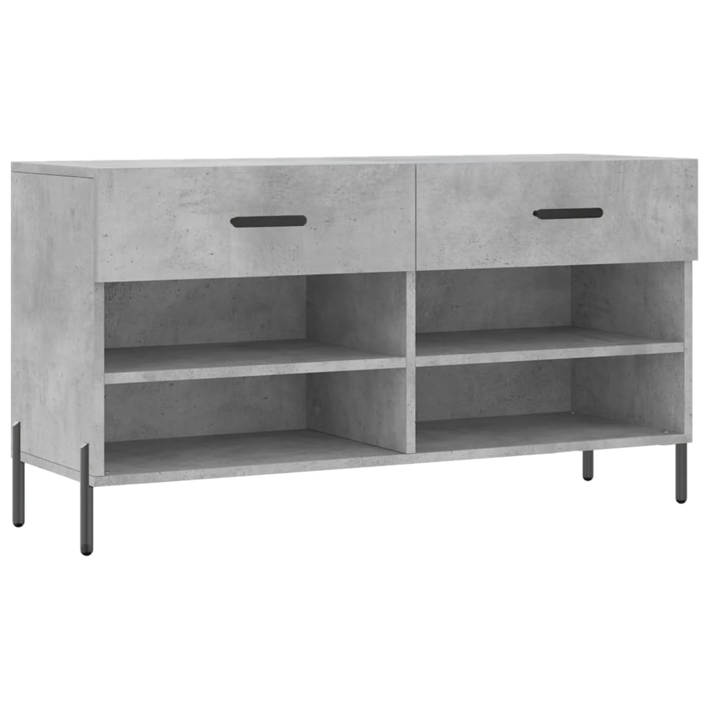 Klupa za cipele siva boja betona 102x35x55 cm konstruirano drvo