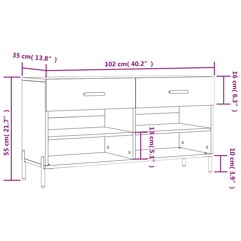 Klupa za cipele siva boja betona 102x35x55 cm konstruirano drvo