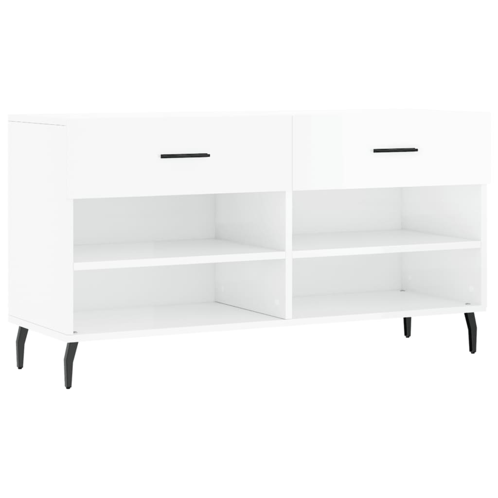 Klupa za cipele sjajna bijela 102x35x55 cm konstruirano drvo