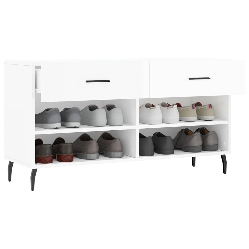 Klupa za cipele sjajna bijela 102x35x55 cm konstruirano drvo