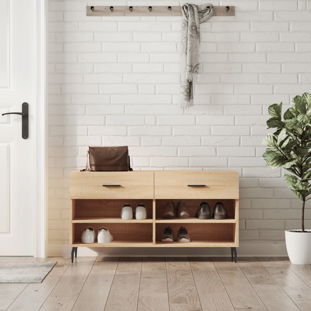Klupa za cipele boja hrasta 102 x 35 x 55 cm konstruirano drvo