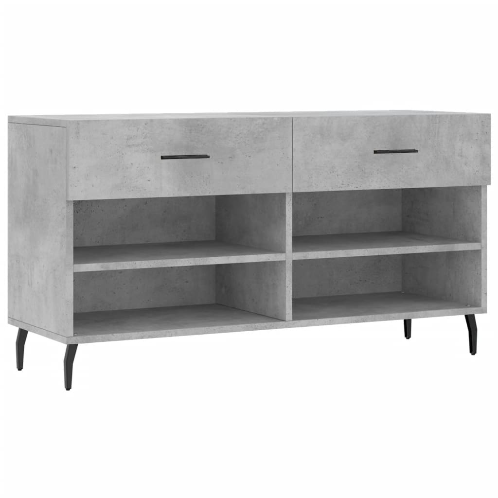 Klupa za cipele siva boja betona 102x35x55 cm konstruirano drvo