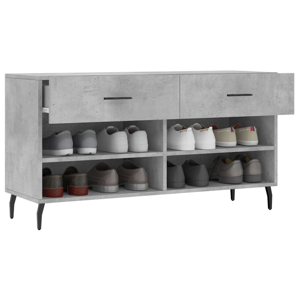 Klupa za cipele siva boja betona 102x35x55 cm konstruirano drvo