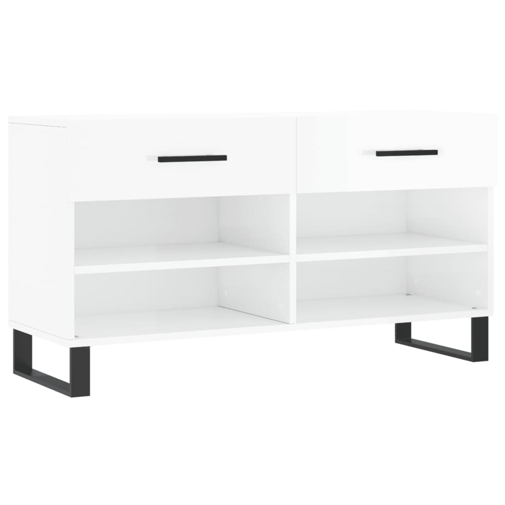 Klupa za cipele sjajna bijela 102x35x55 cm konstruirano drvo
