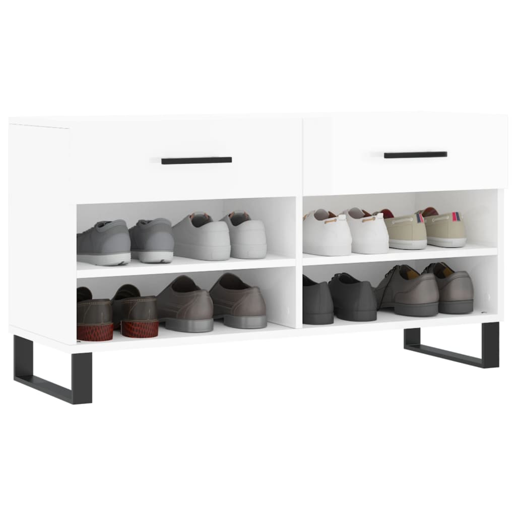 Klupa za cipele sjajna bijela 102x35x55 cm konstruirano drvo