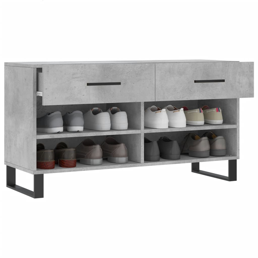 Klupa za cipele siva boja betona 102x35x55 cm konstruirano drvo