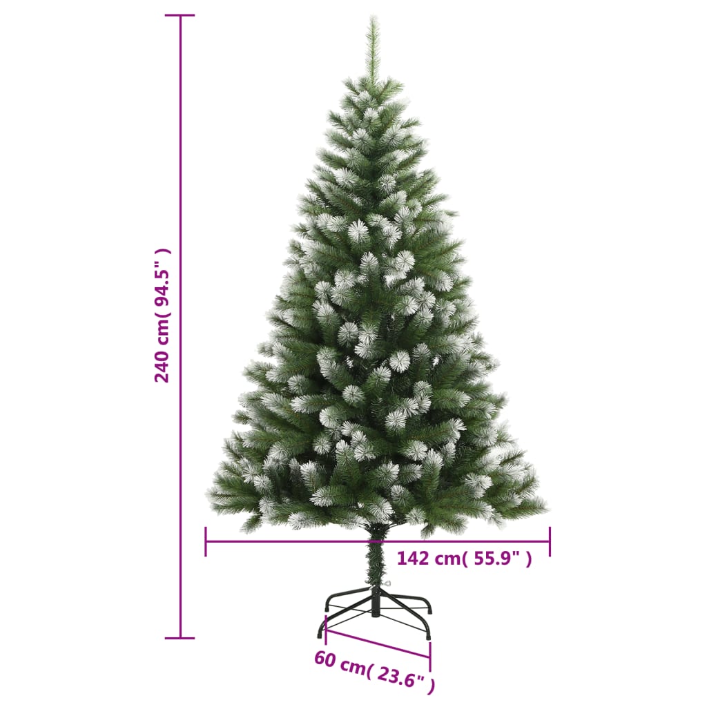 Umjetno božićno drvce sa šarkama i snijegom 240 cm