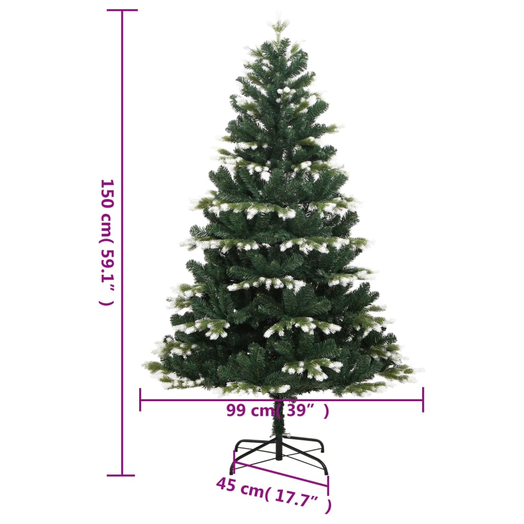 Umjetno božićno drvce sa šarkama i snijegom 150 cm