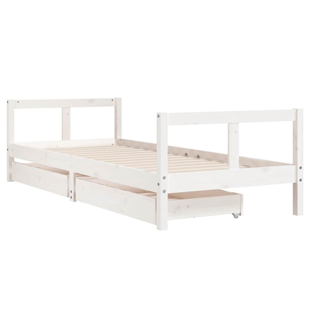 Okvir za dječji krevet s ladicama bijeli 80x200 cm od borovine