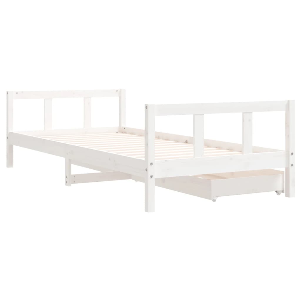 Okvir za dječji krevet s ladicama bijeli 90 x 200 cm borovina