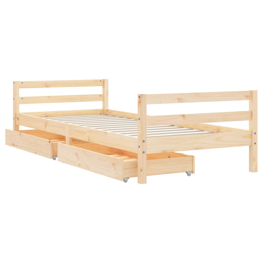 Okvir za dječji krevet s ladicama 80 x 200 cm masivna borovina