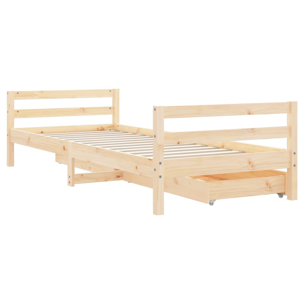 Okvir za dječji krevet s ladicama 80 x 200 cm masivna borovina