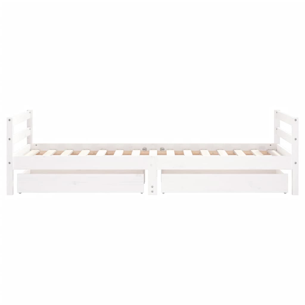 Okvir za dječji krevet s ladicama bijeli 90x190 cm od borovine