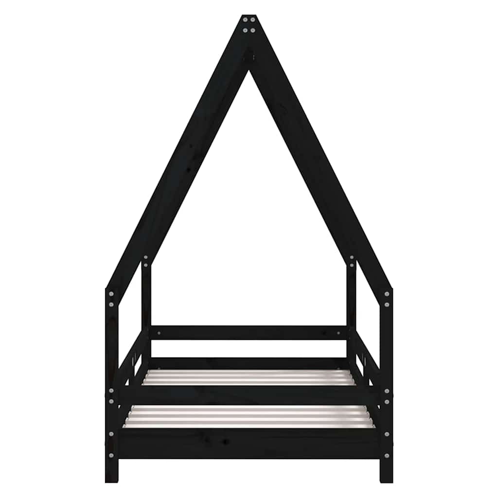 Okvir za dječji krevet crni 80 x 160 cm od masivne borovine