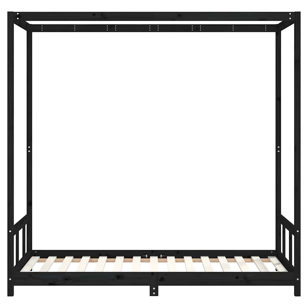 Okvir za dječji krevet crni 90 x 190 cm od masivne borovine