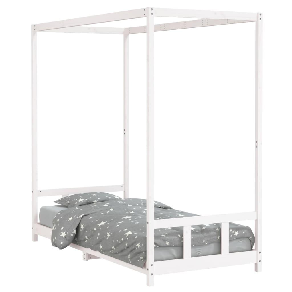 Okvir za dječji krevet bijeli 90 x 200 cm od masivne borovine