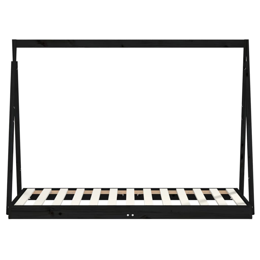Okvir za dječji krevet crni 80 x 160 cm od masivne borovine
