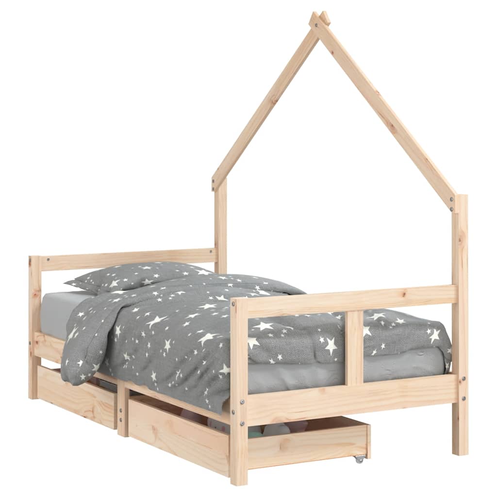 Okvir za dječji krevet s ladicama 80x160 cm od masivne borovine