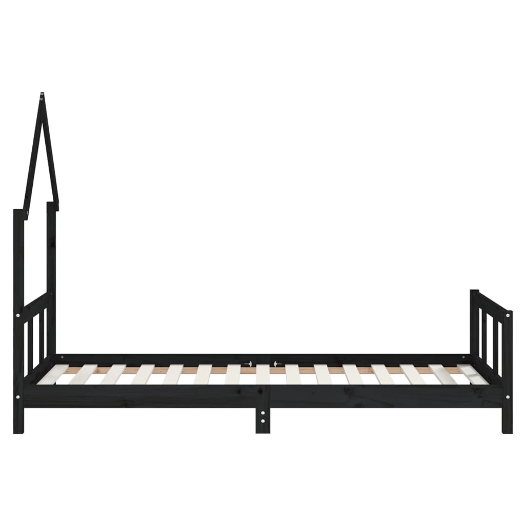 Okvir za dječji krevet crni 90 x 190 cm od masivne borovine