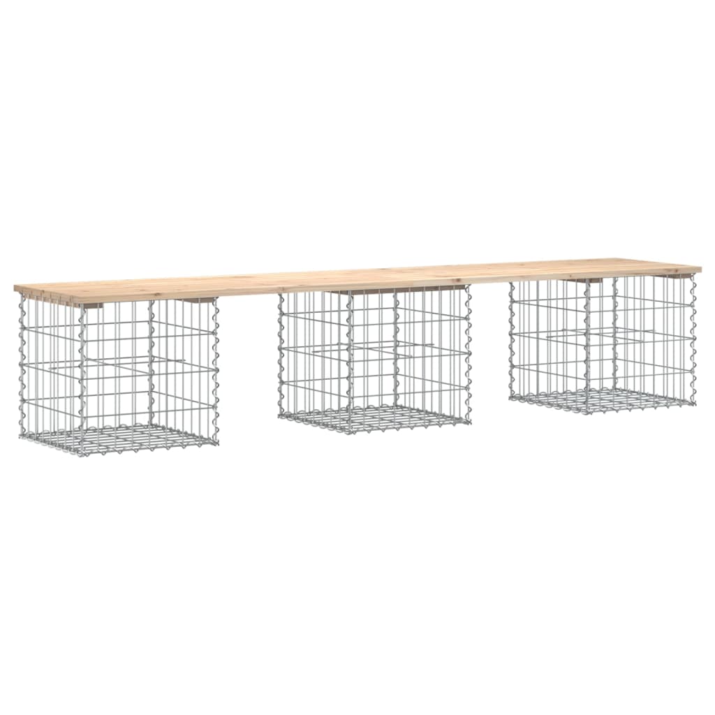 Vrtna klupa s gabionskim dizajnom 203x44x42 cm masivna borovina