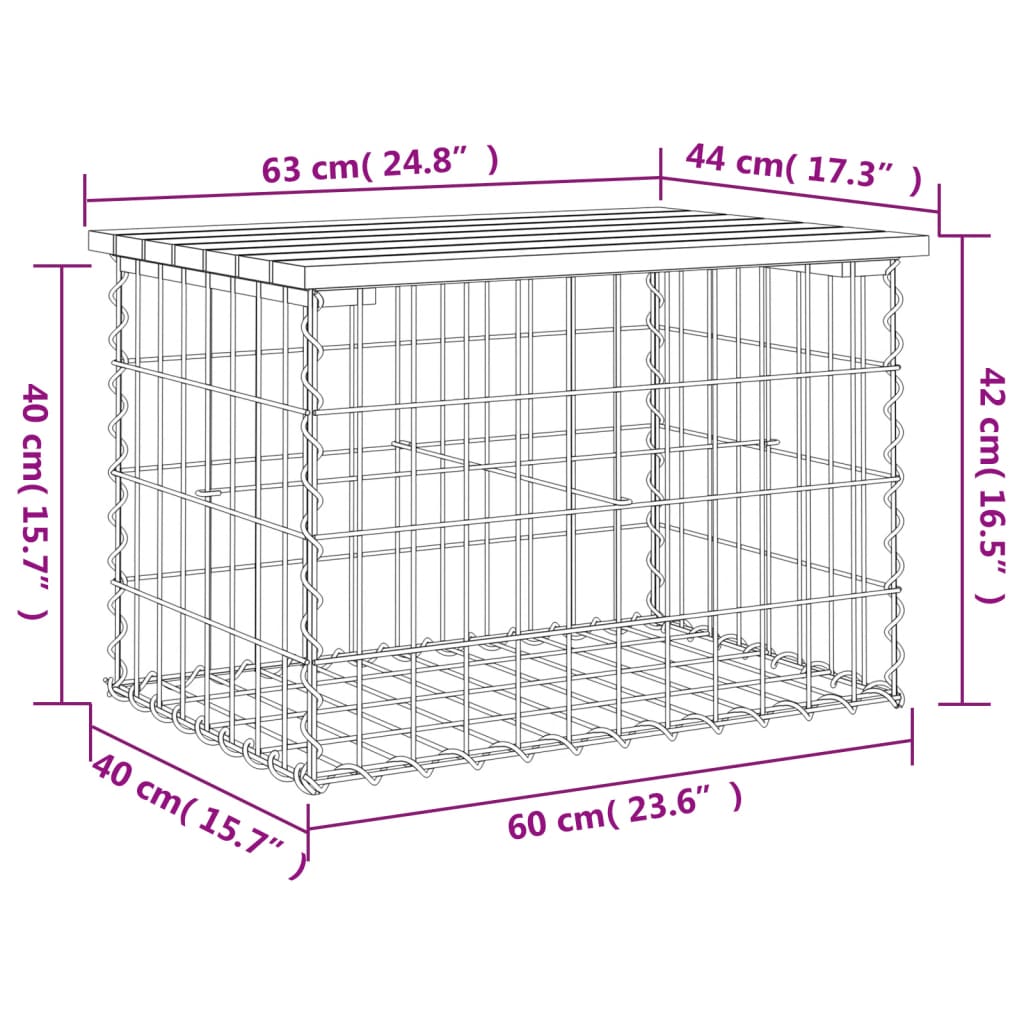 Vrtna klupa s gabionskim dizajnom 63x44x42 cm drvo duglazije