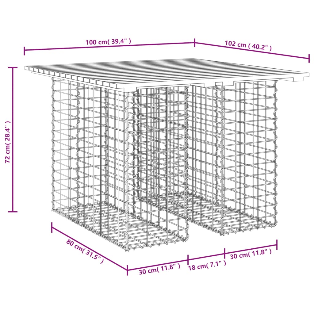 Vrtni stol, gabion dizajn, 100x102x72 cm, masivno drvo, douglas