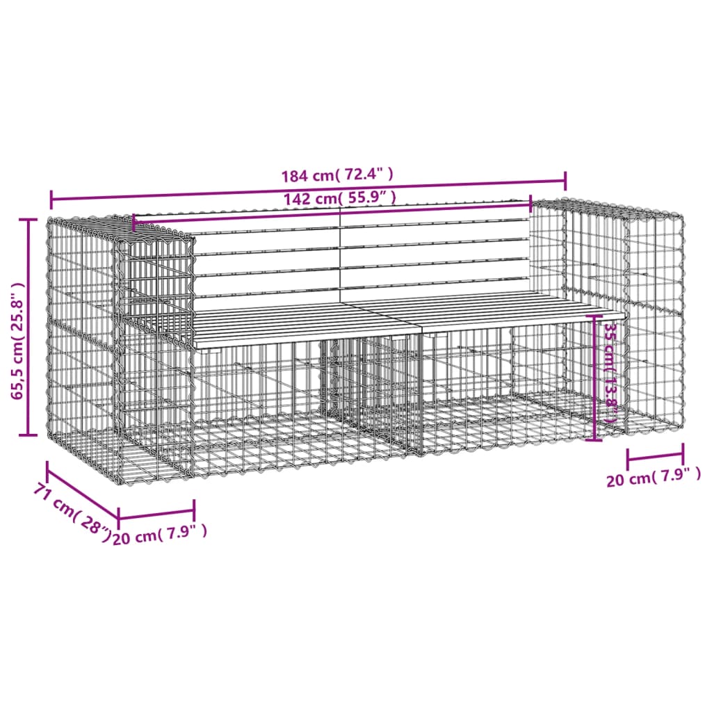 Vrtna klupa s gabionskim dizajnom 184x71x65,5 cm drvo duglazije