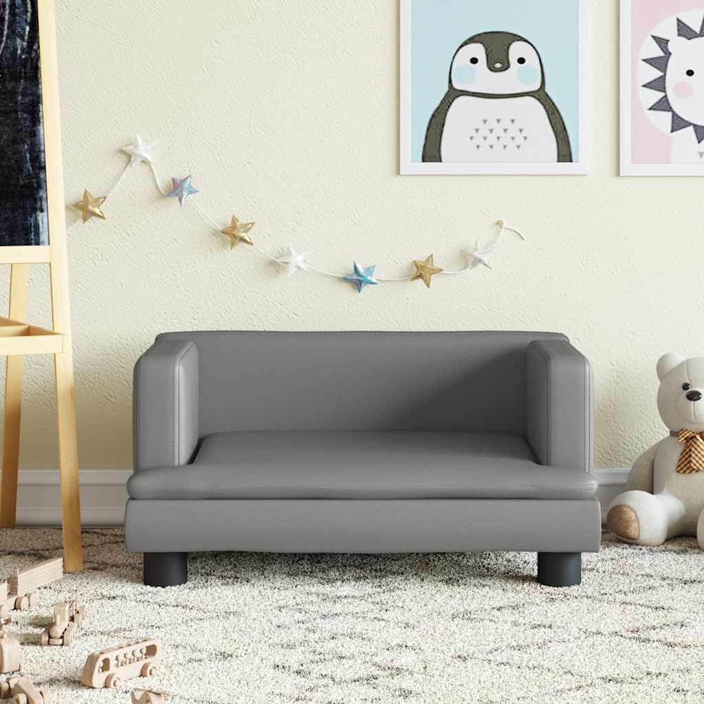 Dječja fotelja siva 60 x 40 x 30 cm od umjetne kože