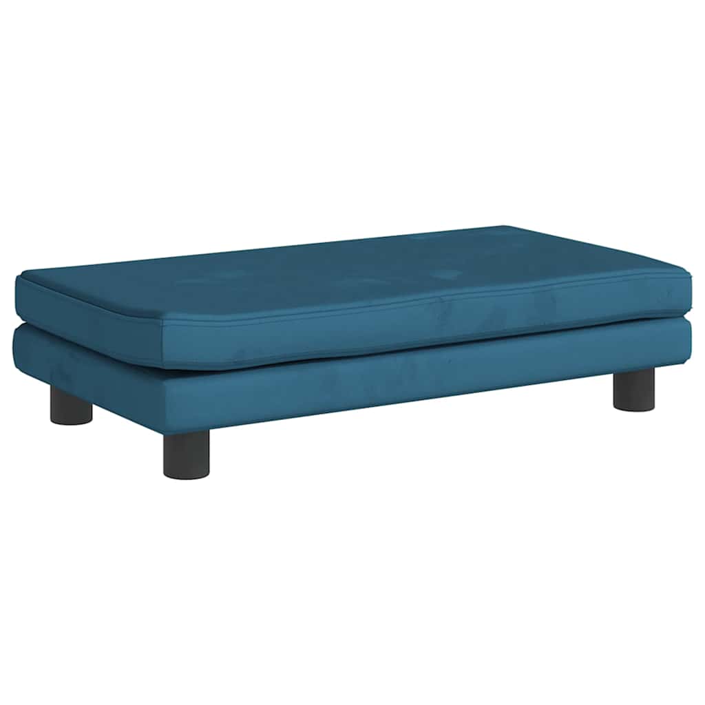 Dječja fotelja s tabureom plava 100 x 50 x 30 cm baršunasta