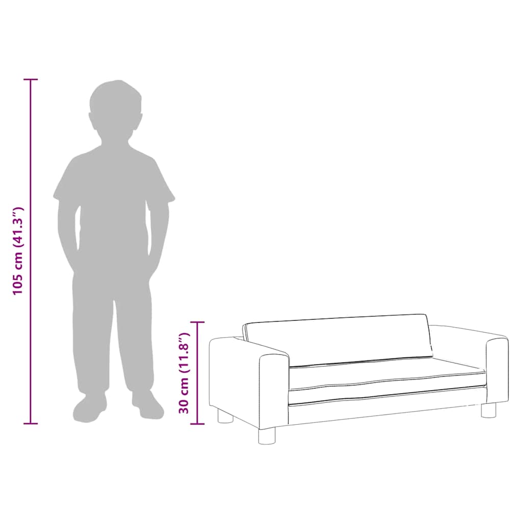 Dječja sofa s tabureom krem 100 x 50 x 30 cm od umjetne kože
