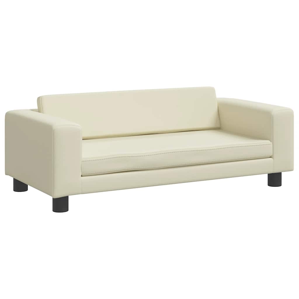 Dječja sofa s tabureom krem 100 x 50 x 30 cm od umjetne kože