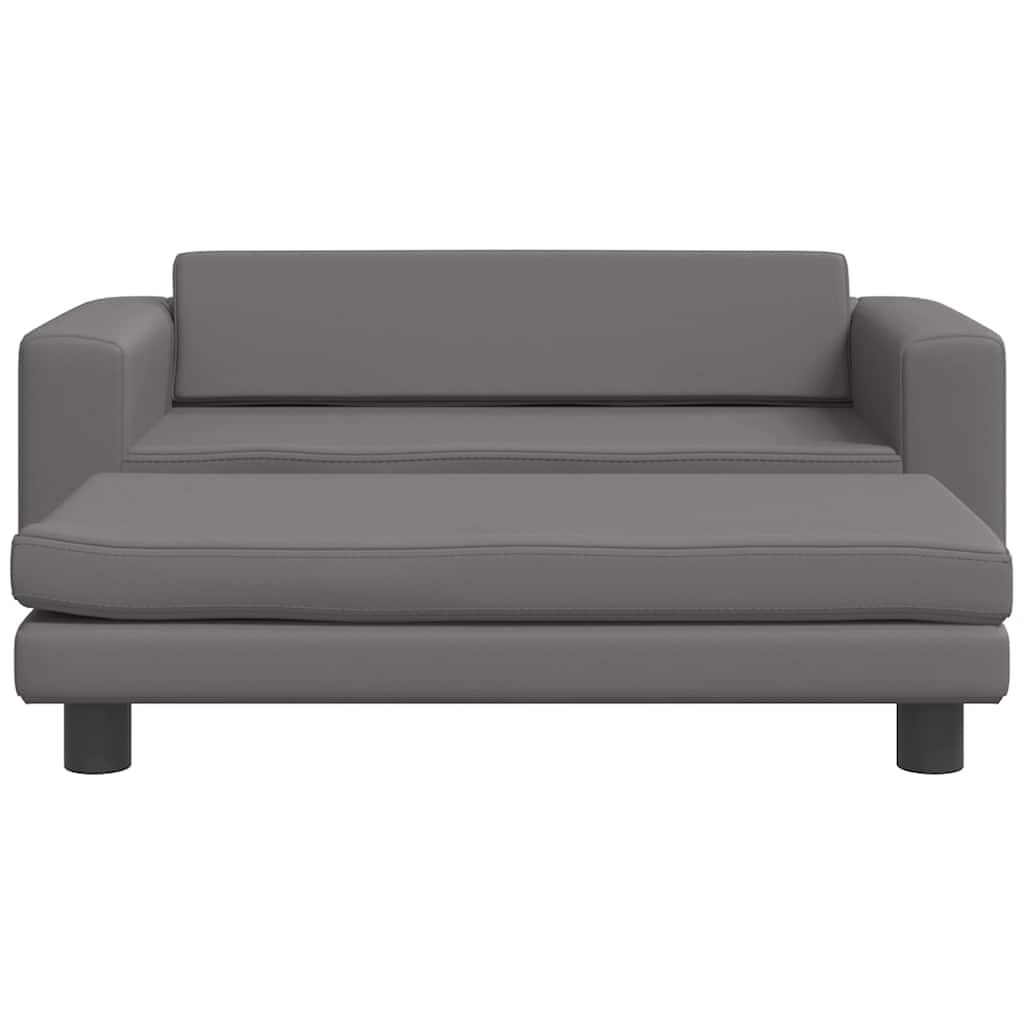 Dječja sofa s tabureom siva 100 x 50 x 30 cm od umjetne kože