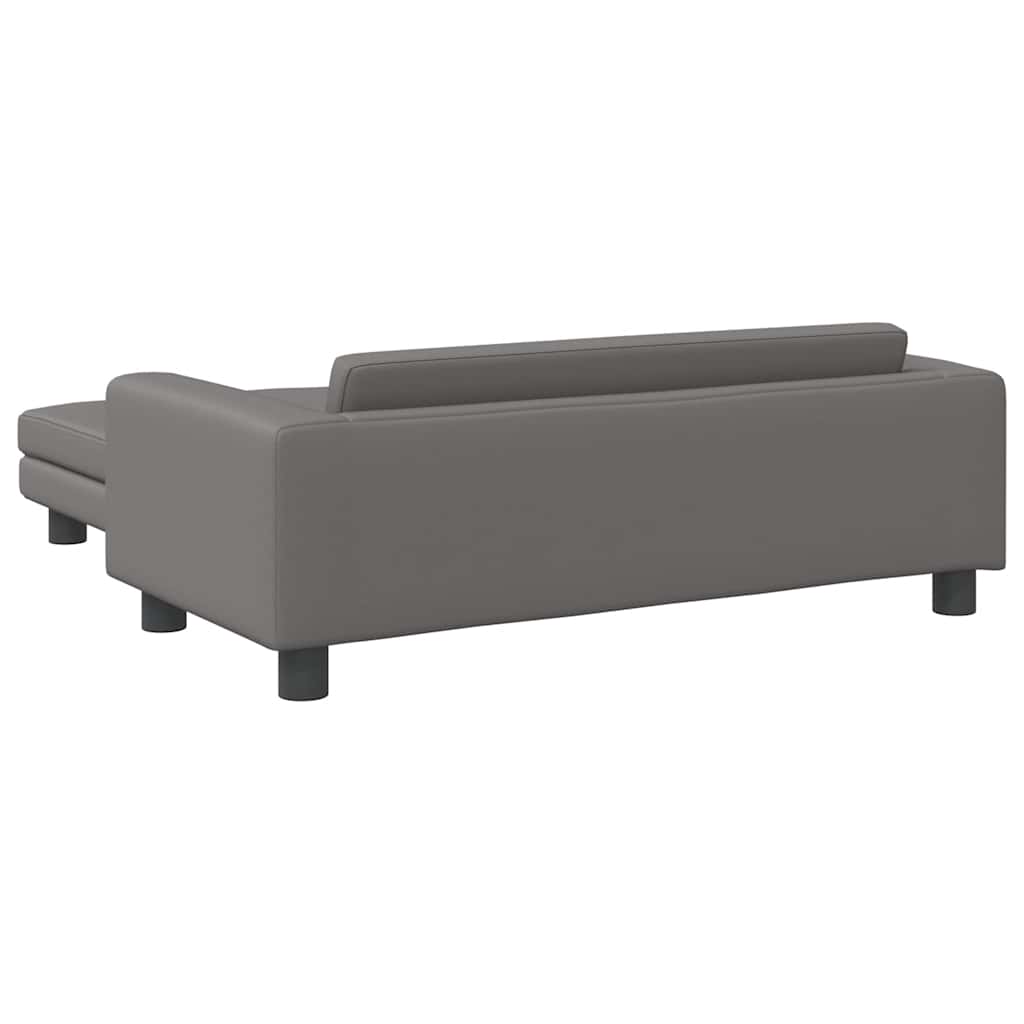 Dječja sofa s tabureom siva 100 x 50 x 30 cm od umjetne kože