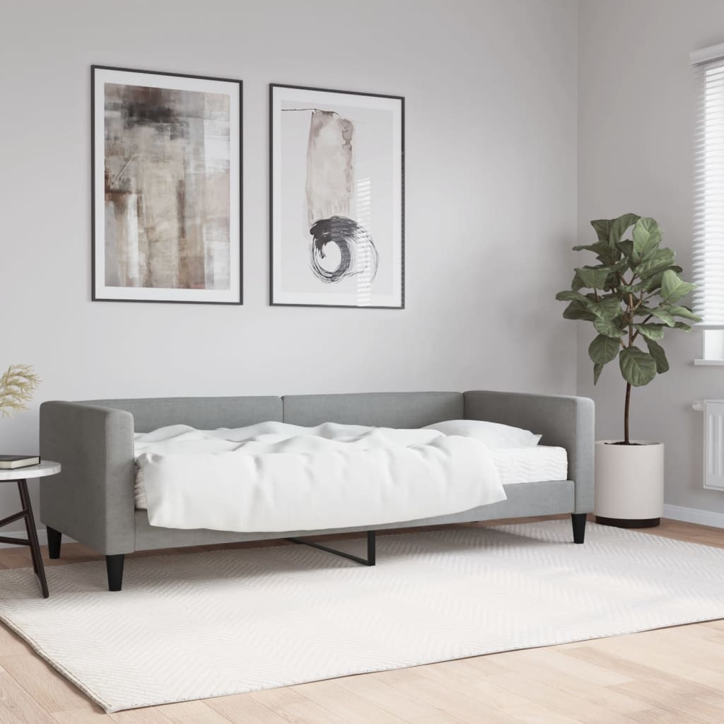Dnevni krevet s madracem svjetlosivi 80 x 200 cm od tkanine