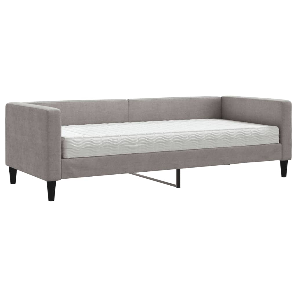 Dnevni krevet s madracem smeđesivi 80 x 200 cm od tkanine