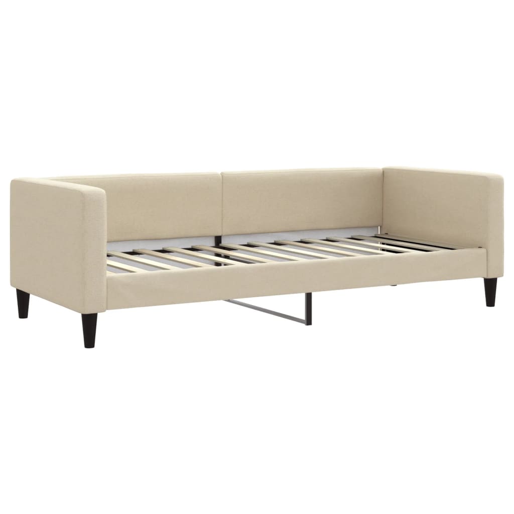Dnevni krevet s madracem krem 80 x 200 cm od tkanine