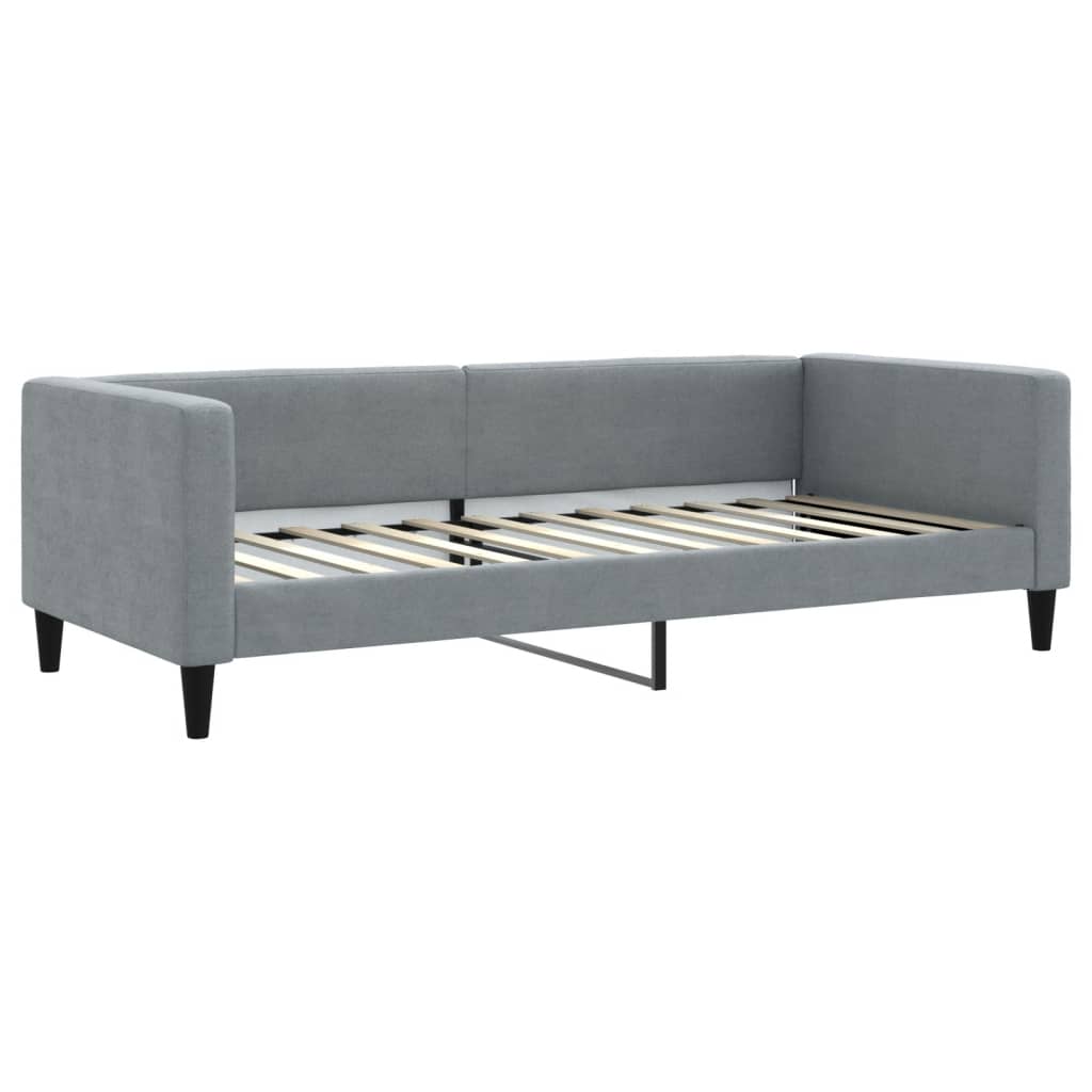 Dnevni krevet s madracem svjetlosivi 90 x 200 cm od tkanine