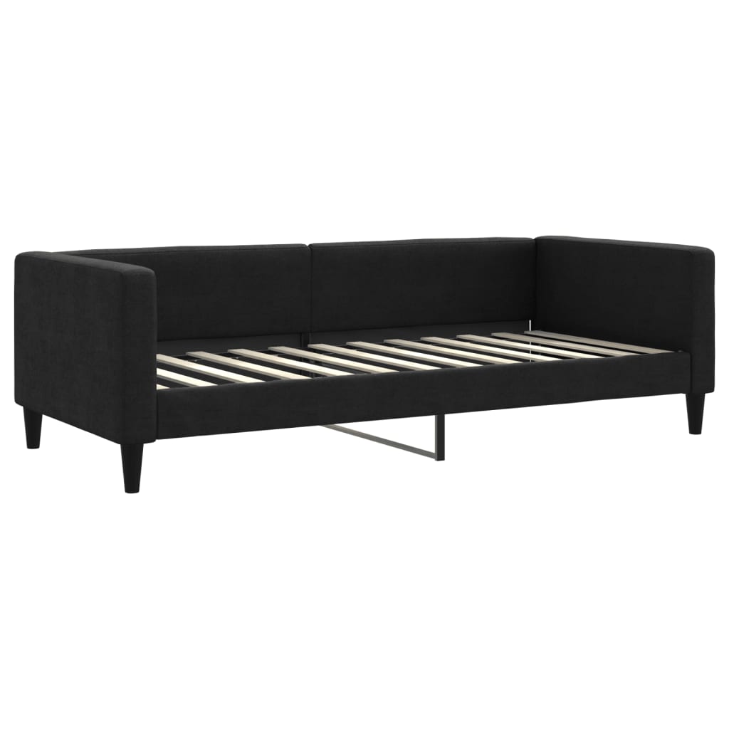 Dnevni krevet s madracem crni 90 x 200 cm od tkanine
