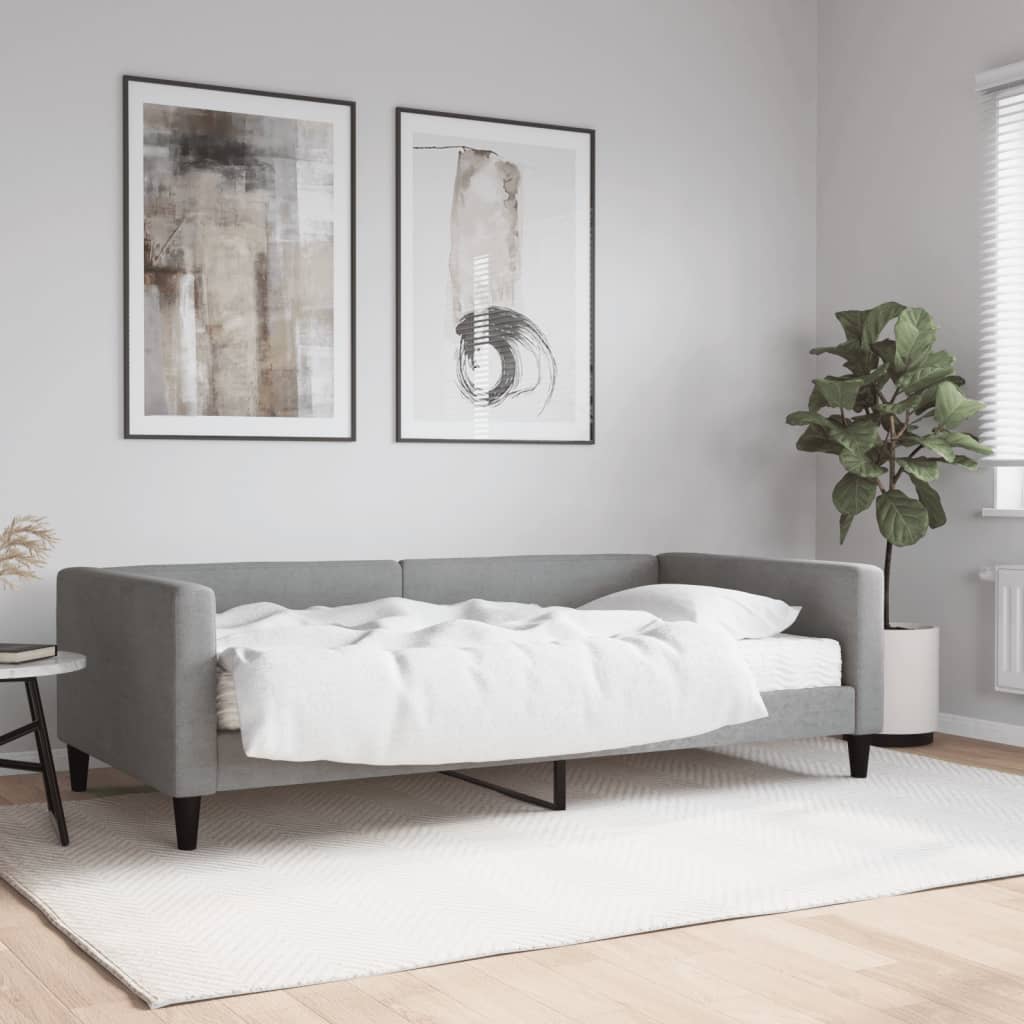 Dnevni krevet s madracem svjetlosivi 100 x 200 cm od tkanine