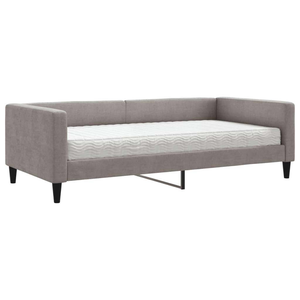 Dnevni krevet s madracem smeđesivi 100 x 200 cm od tkanine