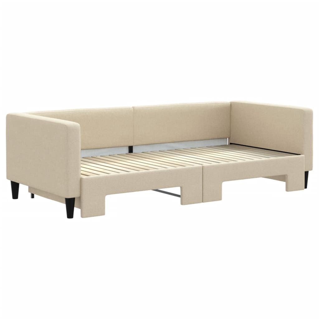 Dnevni krevet na razvlačenje krem 90 x 200 cm od tkanine