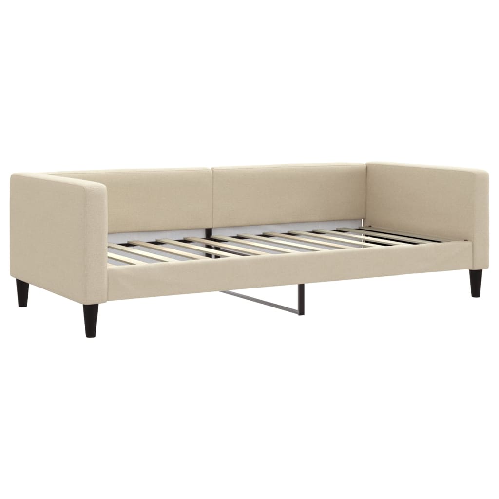 Dnevni krevet na razvlačenje krem 90 x 200 cm od tkanine